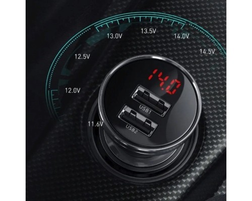 Автомобильная зарядка Baseus Digital Display Dual USB (CCBX-0G), 24W, черный