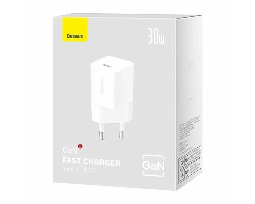 Зарядное устройство Baseus OS GaN5 Fast Charger Mini 1C 30W EU белое (CCGN070502)