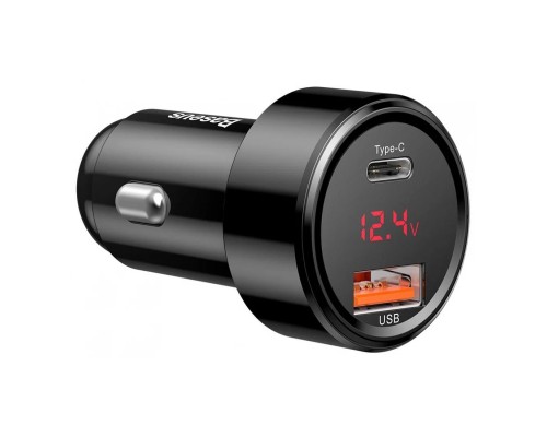 Автомобильная зарядка Baseus USB + Type-C (CCMLC20C-01), 45W, черный