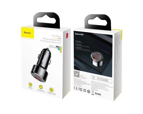Автомобильная зарядка Baseus USB + Type-C (CCMLC20C-01), 45W, черный