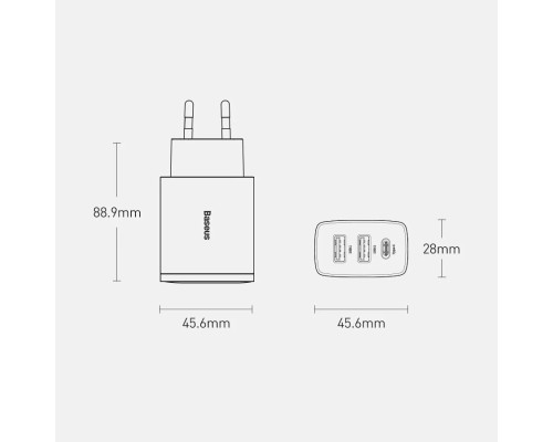 Зарядное устройство Baseus Compact Quick Charger 30W (CCXJ-E01) 2xUSB+Type-C 5-12V 3A black