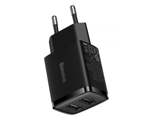 Сетевое зарядное устройство Baseus Compact Charger 2*USB 10.5W (CCXJ010201) Черный