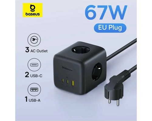 Зарядное устройство и сетевой фильтр Baseus GaN6 EnerFill FA11 6 в 1 3AC+2C+1U 67W EU (EFMF67-EU) E00082100123-00 черный