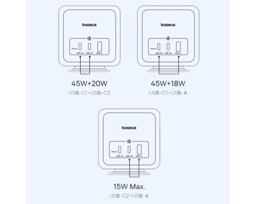 Зарядное устройство и сетевой фильтр Baseus GaN6 EnerFill FA11 6 в 1 3AC+2C+1U 67W EU (EFMF67-EU) E00082100123-00 черный