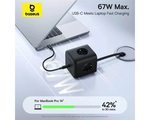 Зарядное устройство и сетевой фильтр Baseus GaN6 EnerFill FA11 6 в 1 3AC+2C+1U 67W EU (EFMF67-EU) E00082100123-00 черный