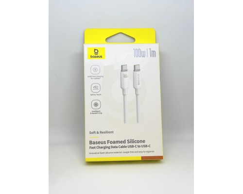 Кабель Baseus Foamed Silicone USB Type-C - USB Type-C Fast Charging Data Cable 100W (E0426701) 1м, белый