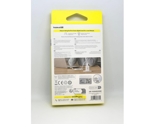 Кабель Baseus Foamed Silicone USB - Type-C Fast Charging Data Cable 100W (E0426801) 1м, белый