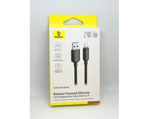 Кабель Baseus Foamed Silicone USB - Lightning Fast Charging Data Cable 2.4A (E0426900) 1м, черный