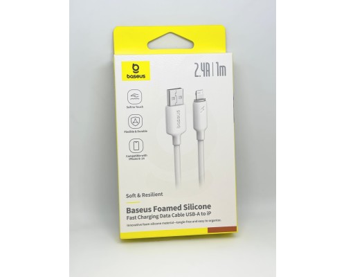 Кабель Baseus Foamed Silicone USB - Lightning Fast Charging Data Cable 2.4A (E0426901) 1м, белый