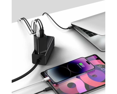 Зарядное устройство Baseus GaN5 Pro Fast Charger 2C+U 65W + кабель Type-C to Type-C PD100W 1m (CCGP120201), черный