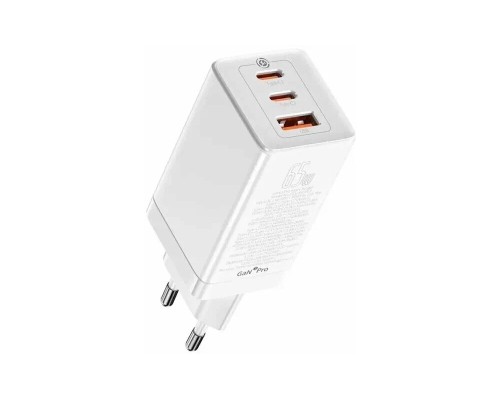 Зарядное устройство Baseus GaN5 Pro Fast Charger 2C+U 65W + кабель Type-C to Type-C PD100W 1m (CCGP120202), белый