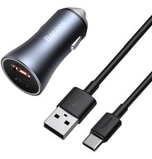Автомобильная зарядка Baseus Golden Contactor Pro U+C 40W с кабелем USB to Type-C 5A 1.0m, темно-серый (TZCCJD-0G)