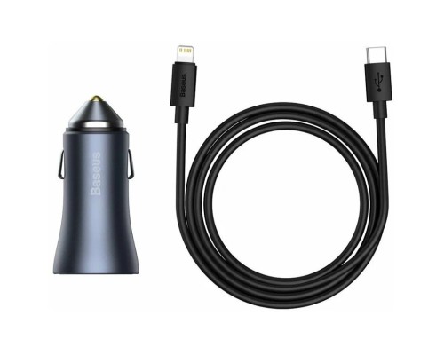 Автомобильная зарядка Baseus Golden Contactor Pro U+C 40W с кабелем Type-C to Lightning1.0m, темно-серый (TZCCJD-B0G)