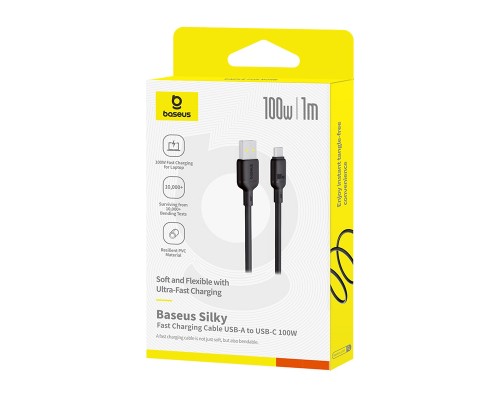 Кабель Baseus Silky Series Fast Charging Cable USB - Type-C 100w 1m черный (P10377703113-00)