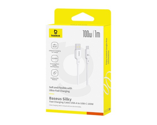Кабель Baseus Silky Series Fast Charging Cable USB - Type-C 100w 1m белый (P10377703213-00)