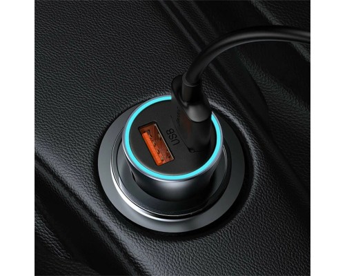 Автомобильная зарядка Baseus Golden Contactor Pro U+U 40W с кабелем USB to Type-C 5A 1.0m, темно-серый (TZCCJD-A0G)