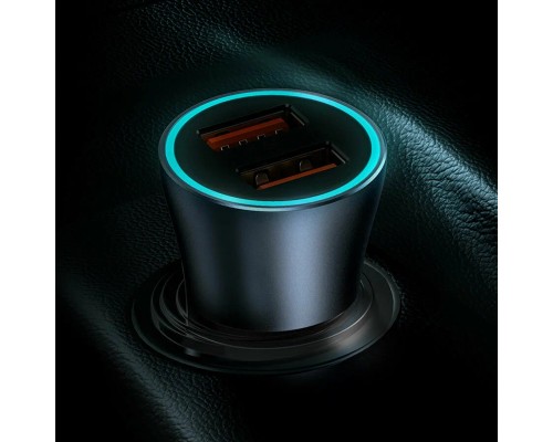 Автомобильная зарядка Baseus Golden Contactor Pro U+U 40W с кабелем USB to Type-C 5A 1.0m, темно-серый (TZCCJD-A0G)