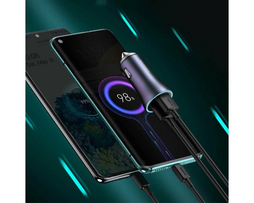 Автомобильная зарядка Baseus Golden Contactor Pro U+U 40W с кабелем USB to Type-C 5A 1.0m, темно-серый (TZCCJD-A0G)