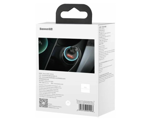 Автомобильная зарядка Baseus Golden Contactor Pro U+U 40W с кабелем USB to Type-C 5A 1.0m, темно-серый (TZCCJD-A0G)