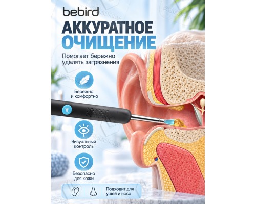 Умная ушная палочка Bebird Smart Visual Spoon Ear Stick R1, черная