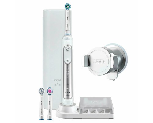 Электрическая зубная щетка Oral-B Genius 8000, белая (D 701.515.5XC), белый/серебристый