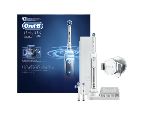 Электрическая зубная щетка Oral-B Genius 8000, белая (D 701.515.5XC), белый/серебристый