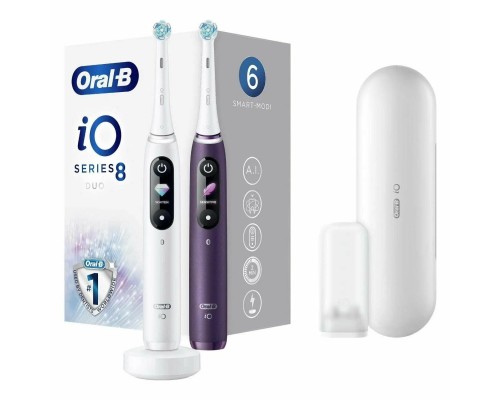 Электрическая зубная щетка Braun Oral-B iO Series 8 DUO,  white alabaster/violet ametrine