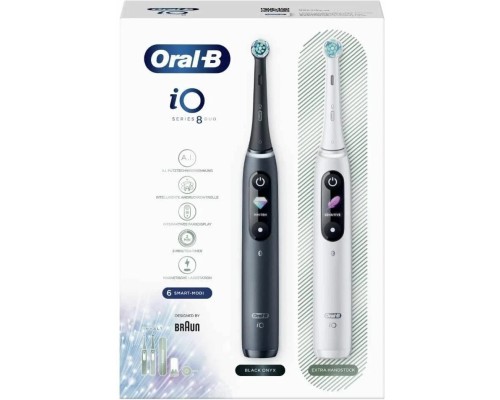 Электрическая зубная щетка Braun Oral-B iO Series 8 DUO,  white alabaster/violet ametrine