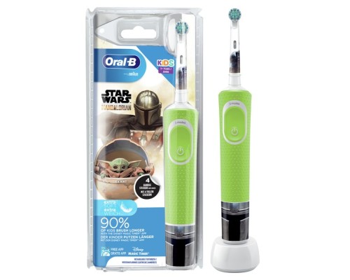 Электрическая зубная щетка Oral-B Vitality Kids Mandalorian D100.413.2K, зеленый