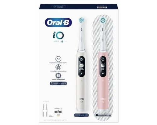 Электрическая зубная щетка Oral-B iO 6 DUO, белый/розовый