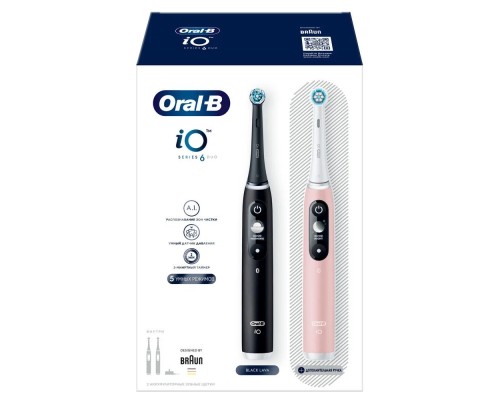 Электрическая зубная щетка Oral-B iO 6 DUO, черный/розовый
