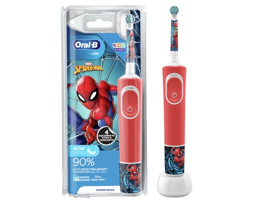 Электрическая зубная щетка Oral-B Vitality Kids Spiderman D100.413.2K, красный