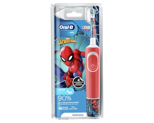Электрическая зубная щетка Oral-B Vitality Kids Spiderman D100.413.2K, красный