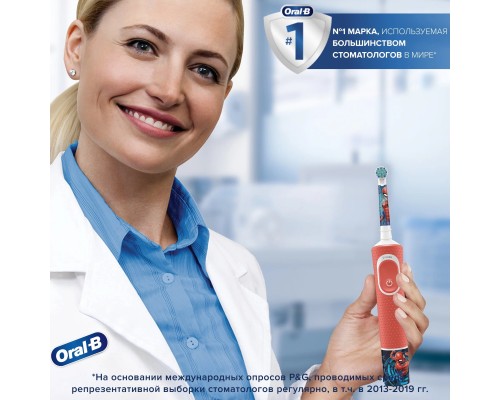 Электрическая зубная щетка Oral-B Vitality Kids Spiderman D100.413.2K, красный