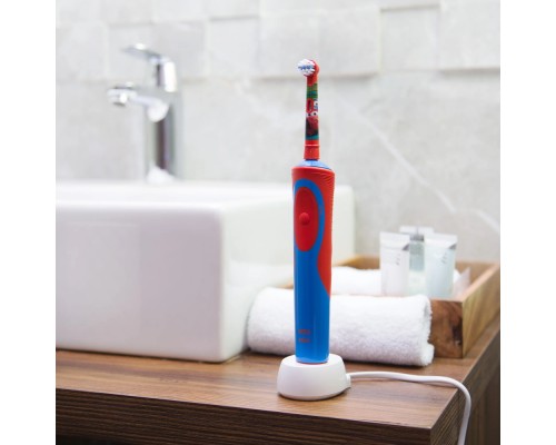 Электрическая зубная щетка Oral-B Stages Power Тачки D12.513K, синий/красный