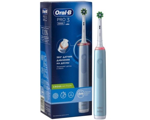 Электрическая зубная щетка Oral-B Pro 3 3000/D505.513.3 CrossAction, голубой
