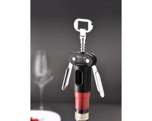 Двурычажный штопор открывалка Circle Joy Corkscrew (CJ-KP04), черный/серебристый