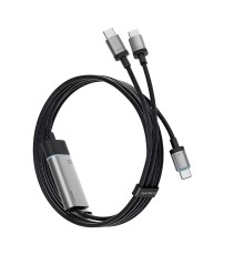 Кабель Cuktech 10 2в1 Type-C - 2 Type-C (C2C515) 3A 100W 1,35м черный/серый