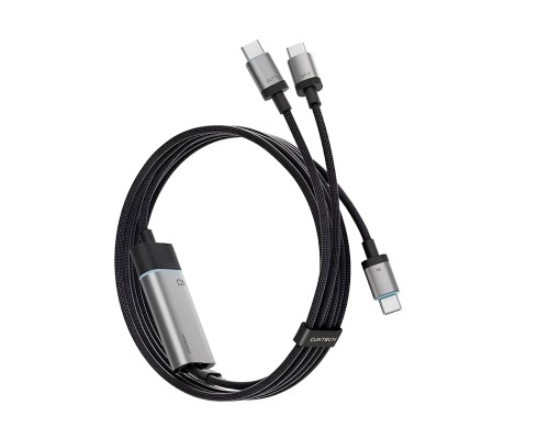 Кабель Cuktech 10 2в1 Type-C - 2 Type-C (C2C515) 3A 100W 1,35м черный/серый