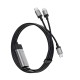 Кабель Cuktech 10 2в1 Type-C - 2 Type-C (C2C515) 3A 100W 1,35м черный/серый