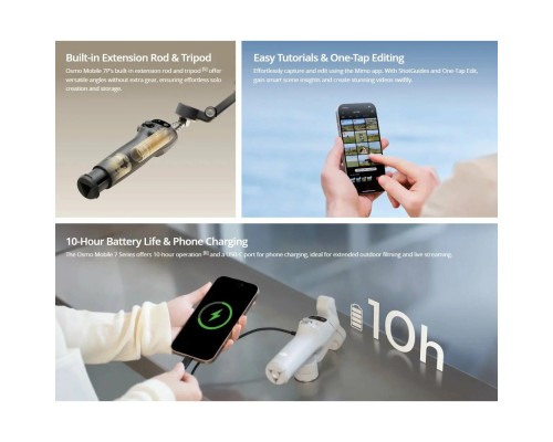 Стабилизатор для смартфона DJI Osmo Mobile 7P (OM 7P), серый / трипод / селфипалка