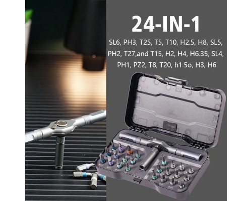 Отвертка с насадками DUKA / AtuMan RS1 Multipurpose Ratchet Screwdriver Set (24 предметов)