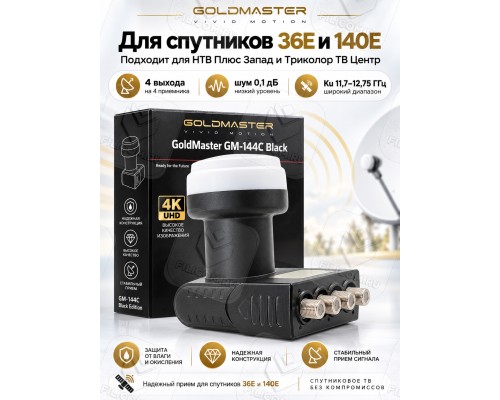 GoldMaster GM-144C, Black Edition Circular Quad LNB Круговой конвертер на четыре выхода