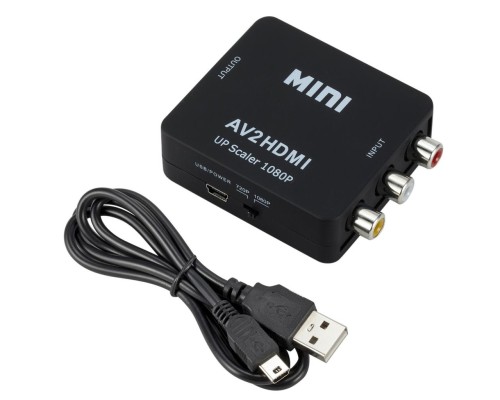 Конвертер-переходник из AV 3RCA (тюльпаны) в HDMI, 1080p, черный (AV2HDMI)