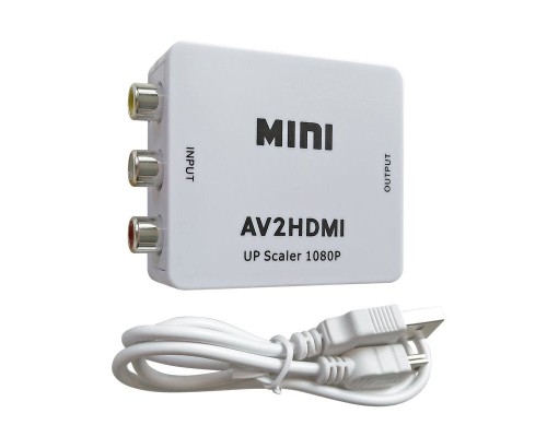 Конвертер-переходник из AV 3RCA (тюльпаны) в HDMI, 1080p, белый (AV2HDMI)