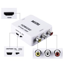 Конвертер-переходник из HDMI в AV / 3RCA (тюльпаны) HDMI2AV, белый