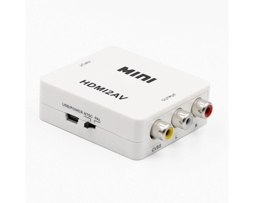 Конвертер-переходник из HDMI в AV / 3RCA (тюльпаны) HDMI2AV, белый