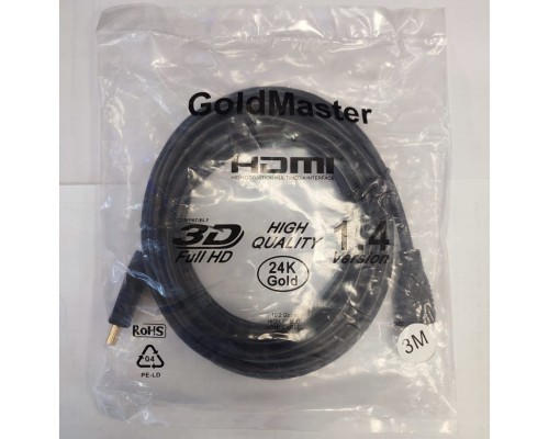 Кабель аудио-видео HDMI-HDMI Gold Master High Speed (Ver. 1.4) 3м черный