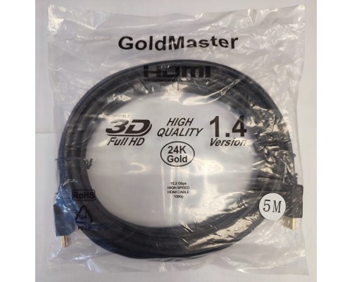 Кабель аудио-видео HDMI-HDMI Gold Master High Speed (Ver. 1.4) 5м черный
