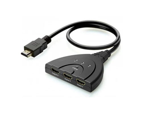 HDMI Switch 3 порта H54 HDMI 3x1 со встроенным HDMI кабелем (Переключатель HDMI 3 в 1)